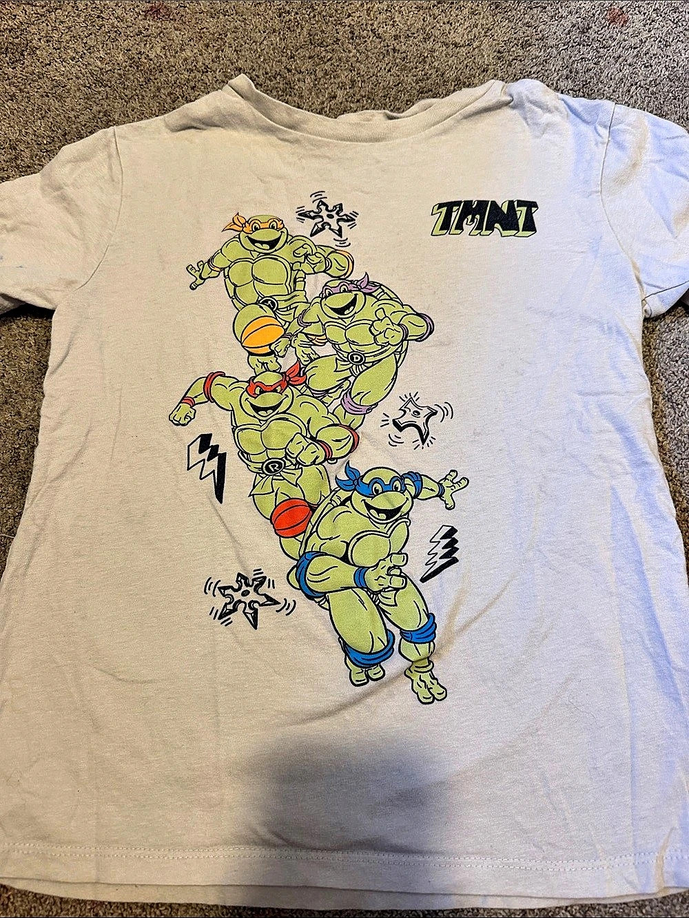 Teenage Mutant Ninja Turtles Graphic Tee Boys Large White & Green
